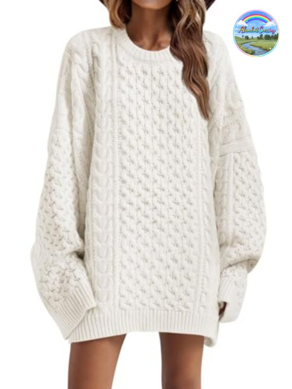 Oversized Chunky Cable Knit Tunic Sweater